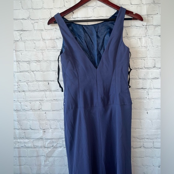 Bari Jay dark blue bedazzled sleeveless long polyester formal dress size 3/4 - Picture 8 of 12